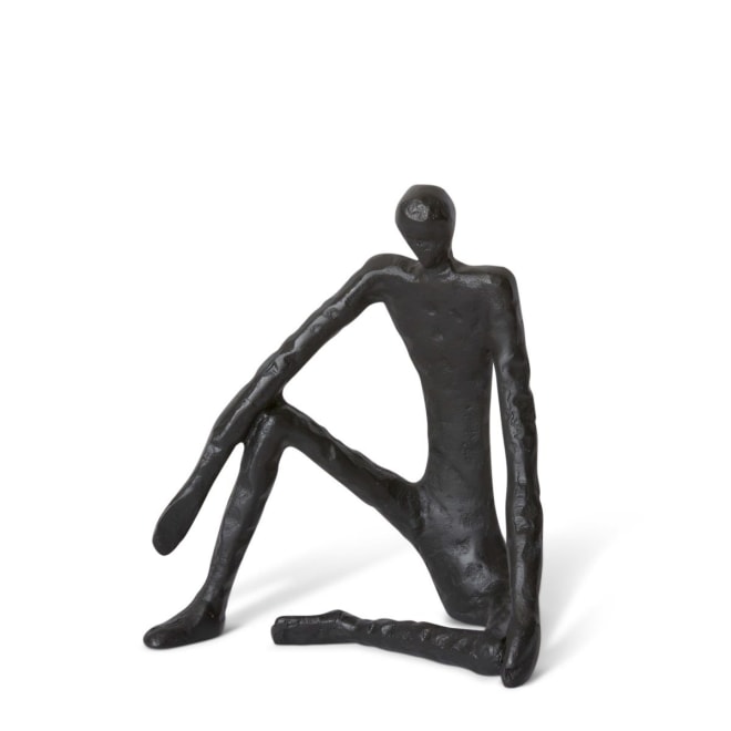 Man Sitting Scuplture - 20 x 13 x 23cm color Black
