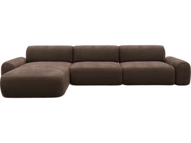 Beckett Muse Chocolate Chaise Sofa - 3 Seater color Muse Chocolate