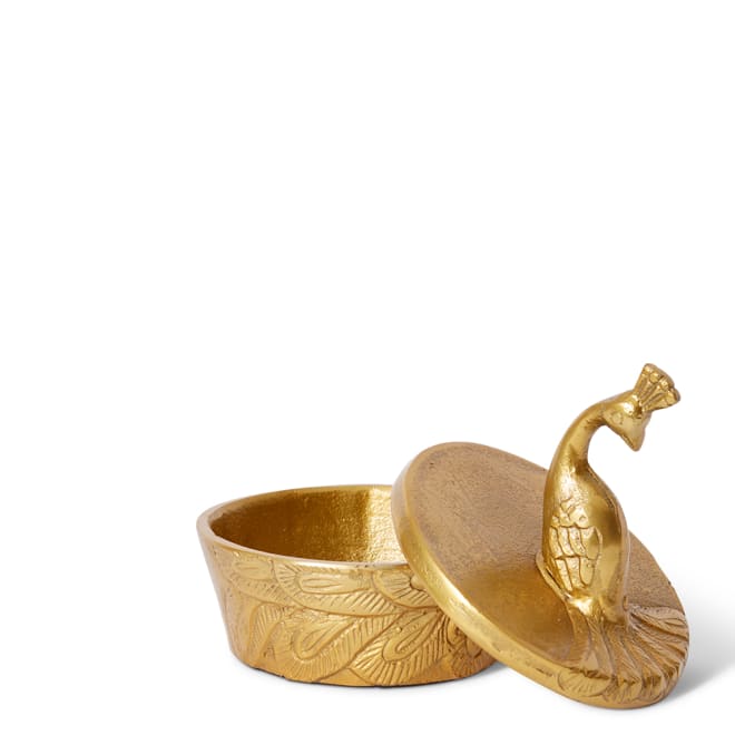 Peacock Trinket Box - 12 x 12 x 13cm 
