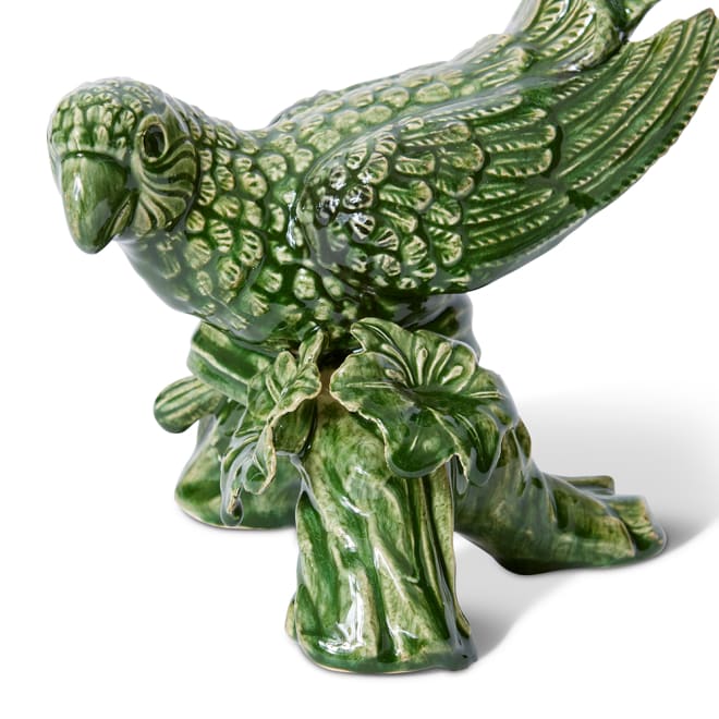 Bird on Log Sculpture - 22 x 19 x 38cm color Green