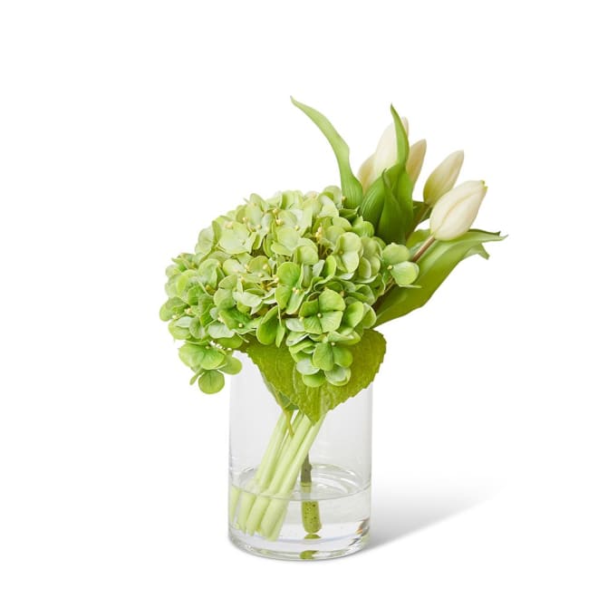 Hydrangea Tulip Mix - 28 x 26 x 28cm color Green White/Clear