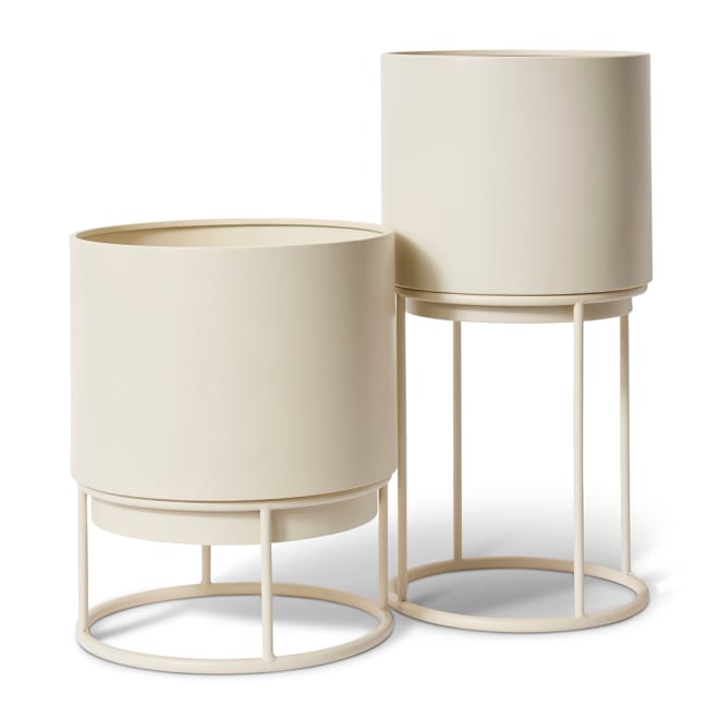 Gunner Planter with Stand Set 2 28 x 28 x 56cm / 32 x 32 x 36cm color Beige