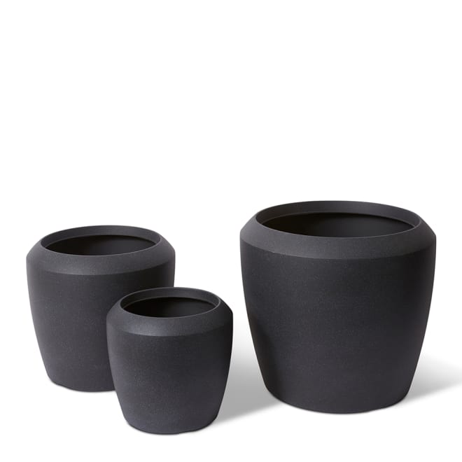 Malik Planter Set of 3 (Outdoor) - 34 x 34 x 31cm / 43 x 43 x 38cm / 55 x 55 x 48cm color Black