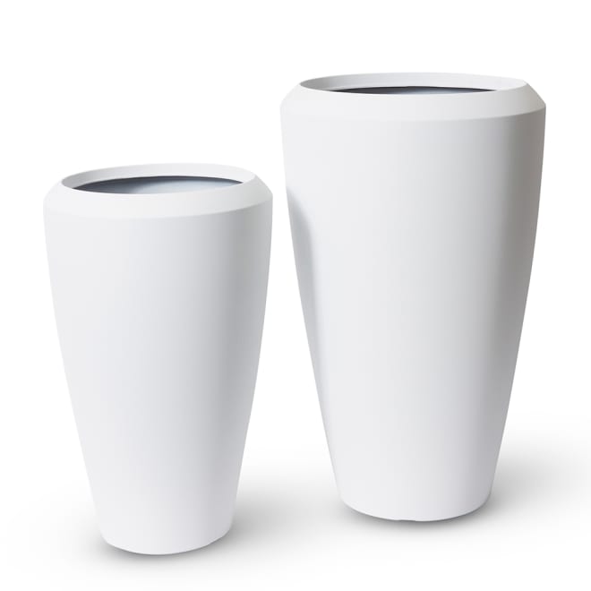 Malik Tall Planter Set of 2 (Outdoor) - 48 x 48 x 70cm / 55 x 55 x 86cm color White