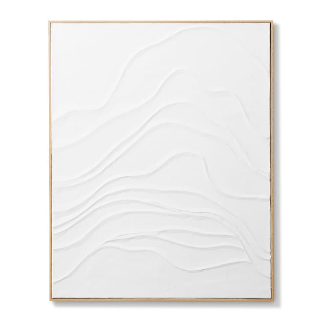 Wavy Hand Painted Wall Art - 90 x 5 x 120 cm color White/Natural
