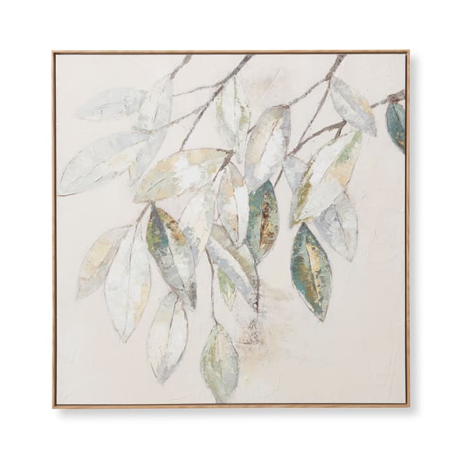 Leafy Hand Painted Wall Art - 100 x 5 x 100cm