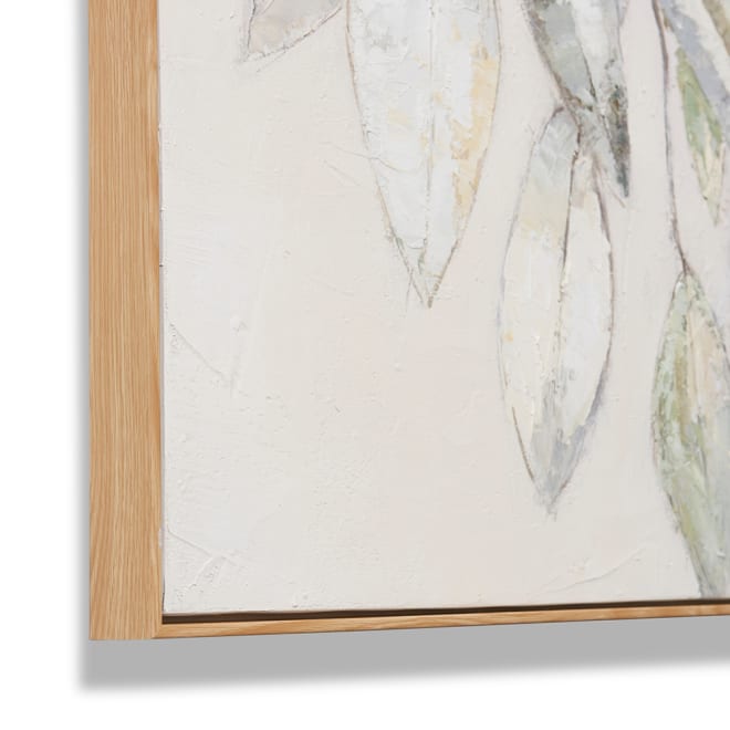 Leafy Hand Painted Wall Art - 100 x 5 x 100cm 