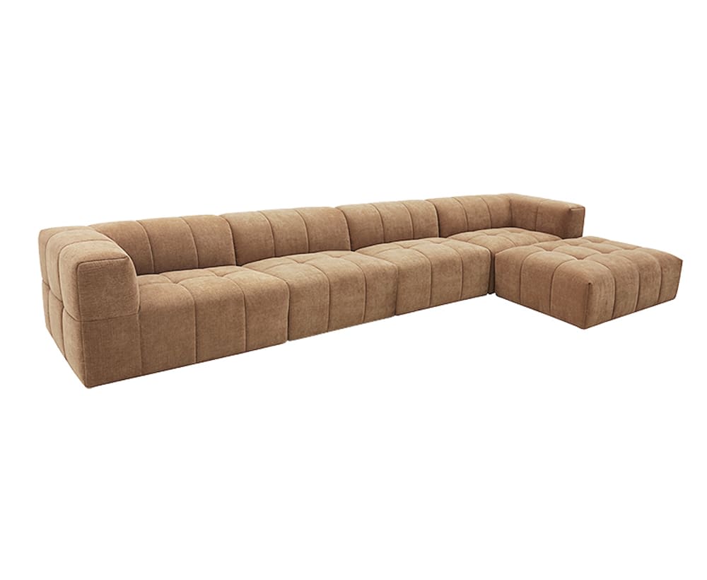 Lucello Tribute Chestnut Modular Sofa with Ottoman - 5 Piece color Tribute Chestnut