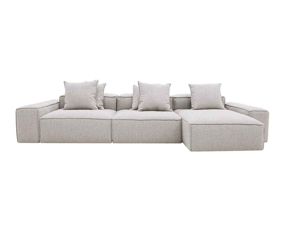 Riley Boucle Pumice Modular Sofa - 3 Seater Chaise color Boucle Pumice
