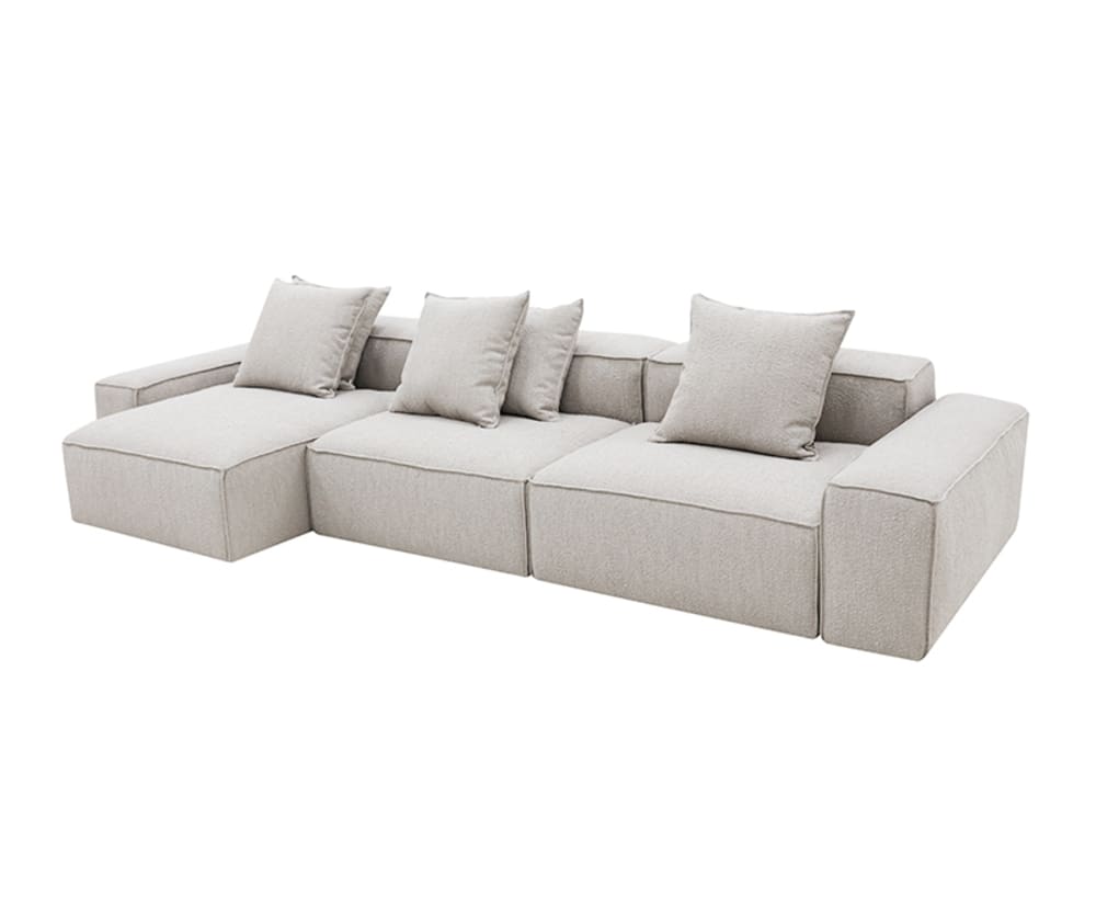 Riley Boucle Pumice Modular Sofa - 3 Seater Chaise color Boucle Pumice