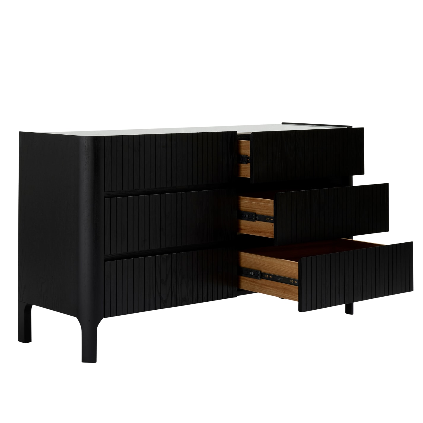 Lanoz Black & Ceramic Top Dresser - 6 Dresser color Black