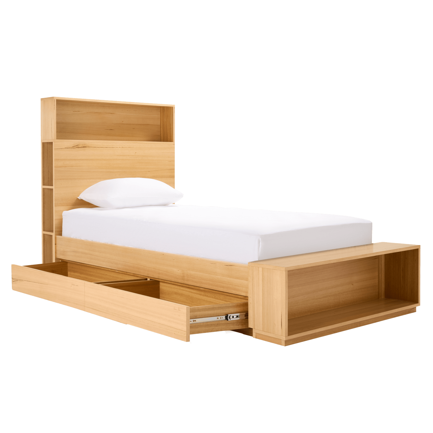 Zappy Storage Bed with Long Under Storage Drawer color Natural