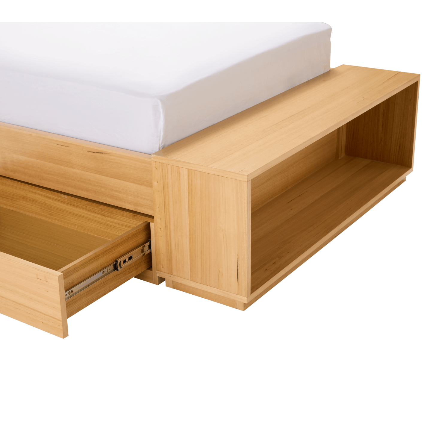 Zappy Storage Bed with Long Under Storage Drawer color Natural