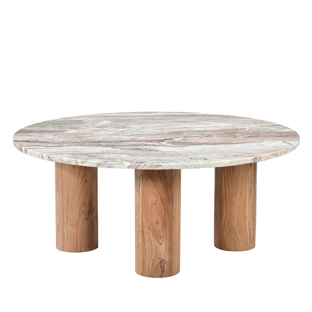 Adara Coffee Table Toronto Marble & Acacia Wood color Sawar Marble & Acacia