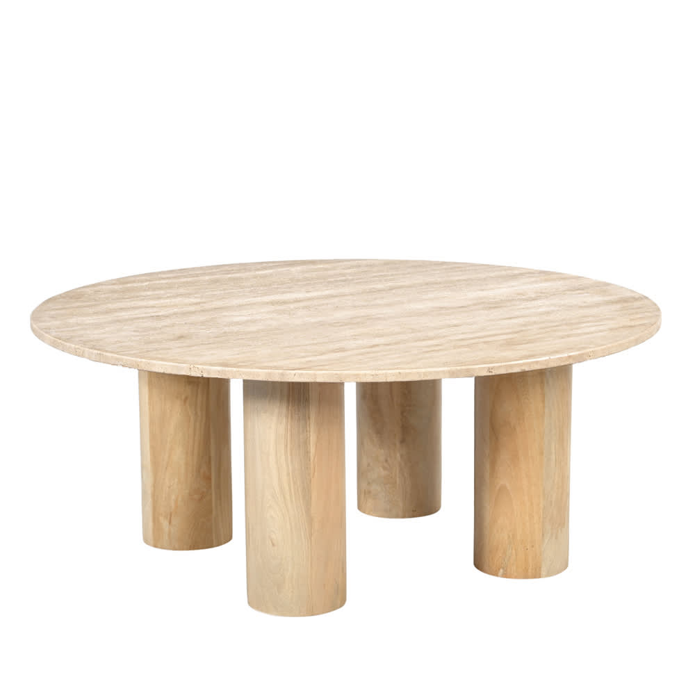 Adara Coffee Table Travertine & Mango Wood color Travertine & Mango