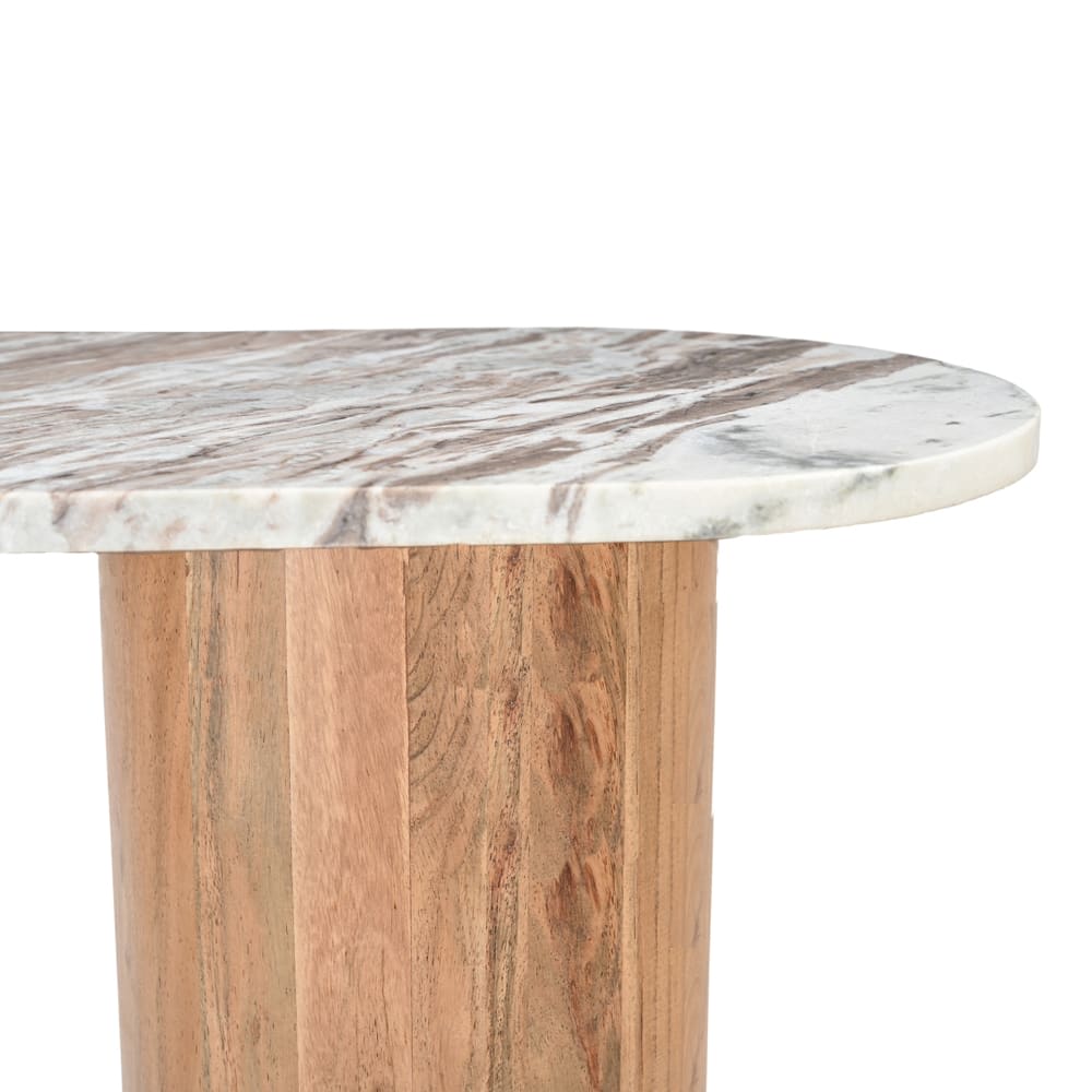 Adara Toronto Marble & Acacia Wood Console Table color Sawar Marble & Acacia