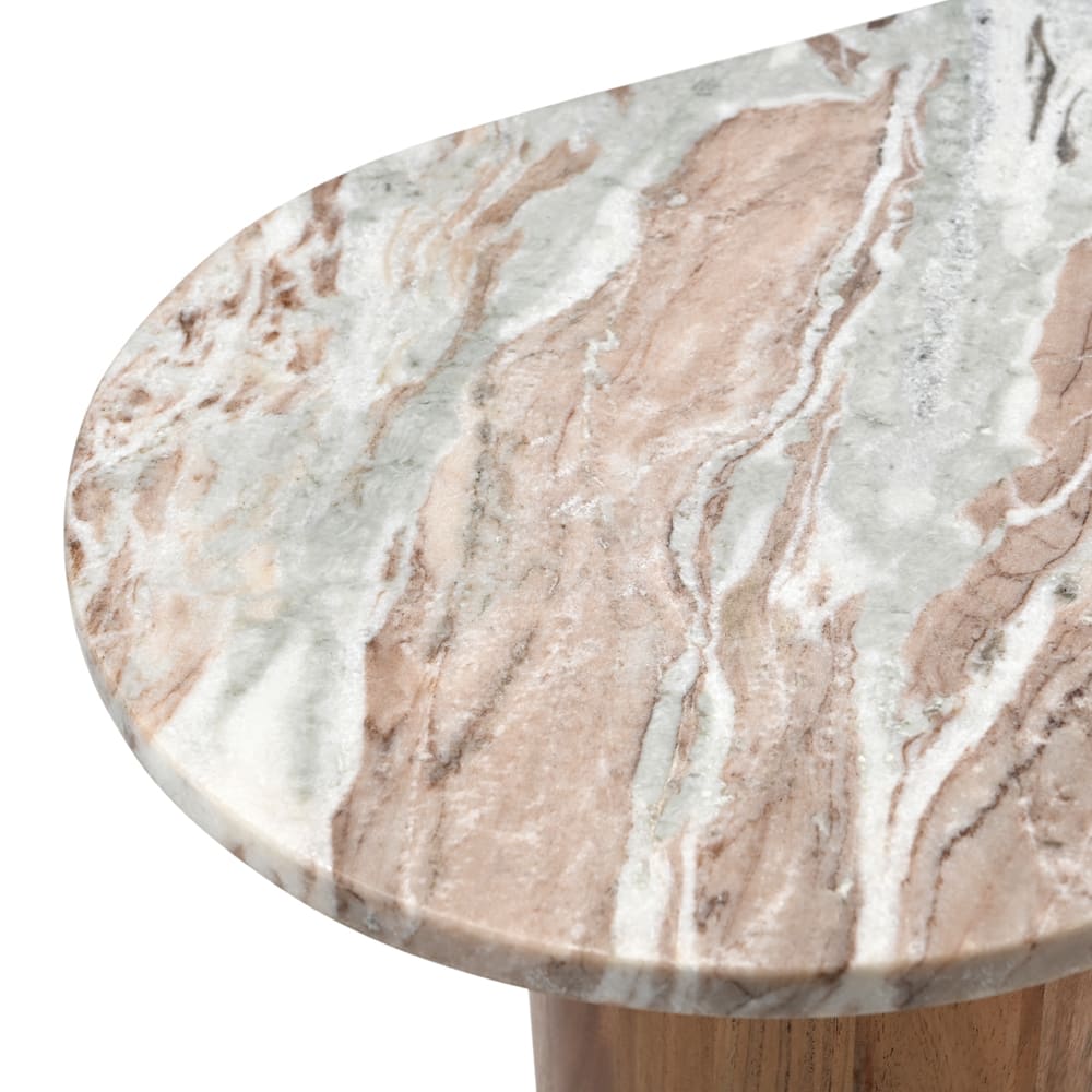 Adara Toronto Marble & Acacia Wood Console Table color Sawar Marble & Acacia