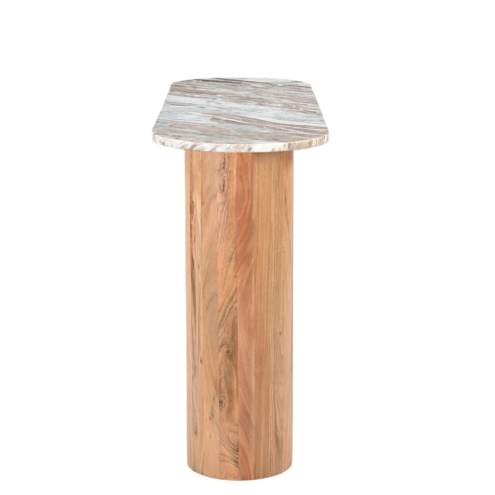 Adara Toronto Marble & Acacia Wood Console Table color Sawar Marble & Acacia