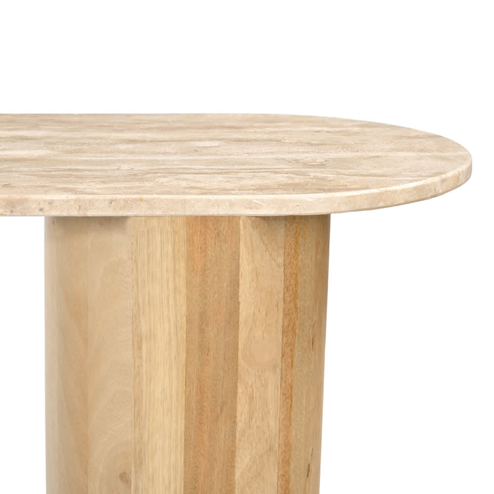 Adara Travertine & Mango Wood Console Table color Travertine & Mango