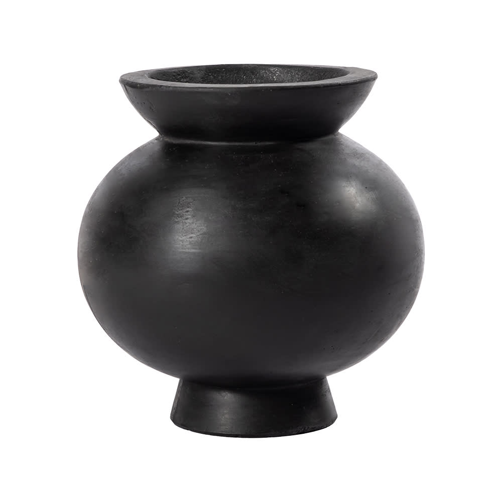 Ursula Concrete Round Vase Black - 21cm color Black