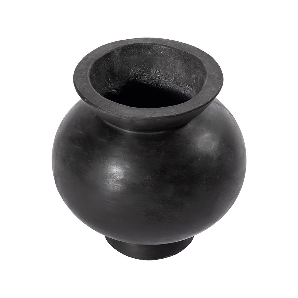 Ursula Concrete Round Vase Black - 21cm color Black