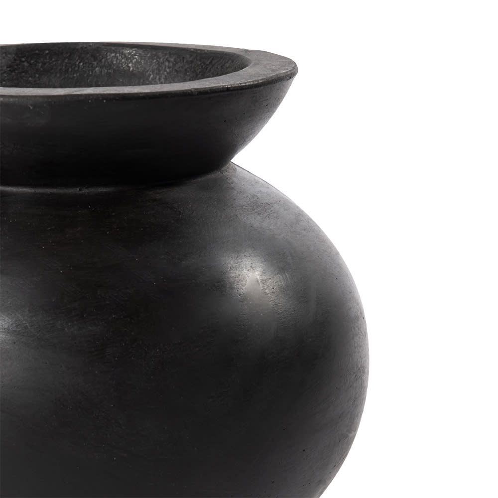 Ursula Concrete Round Vase Black - 21cm color Black