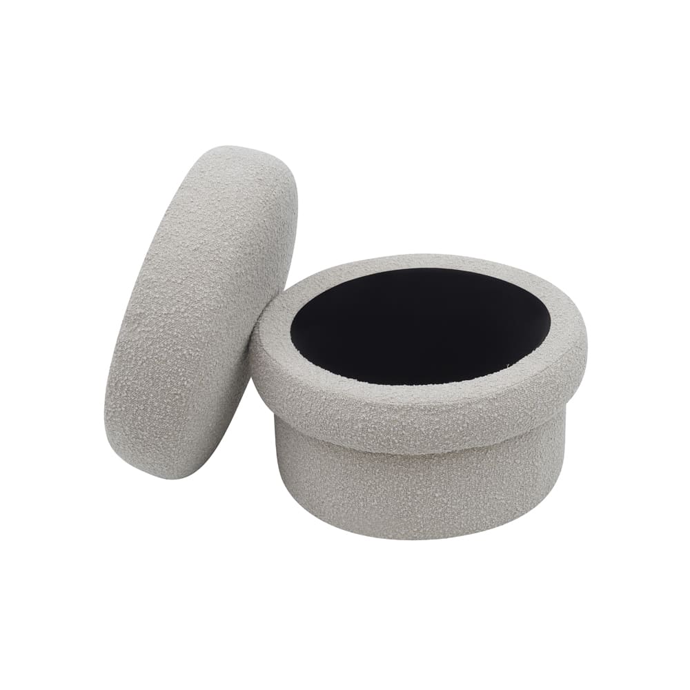 Bolo Mushroom Boucle Pumice Storage Ottoman color Pumice