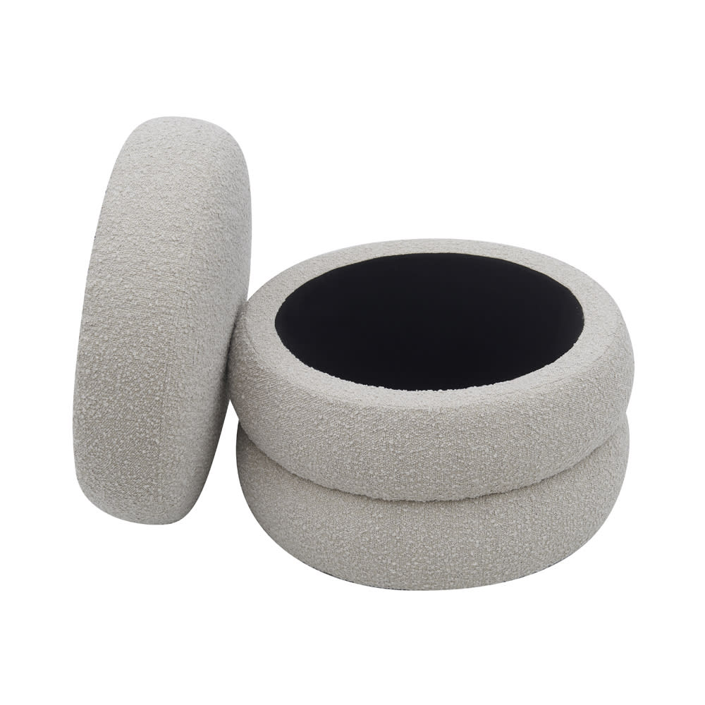 Bolo Cylinder Boucle Pumice Storage Ottoman color Pumice