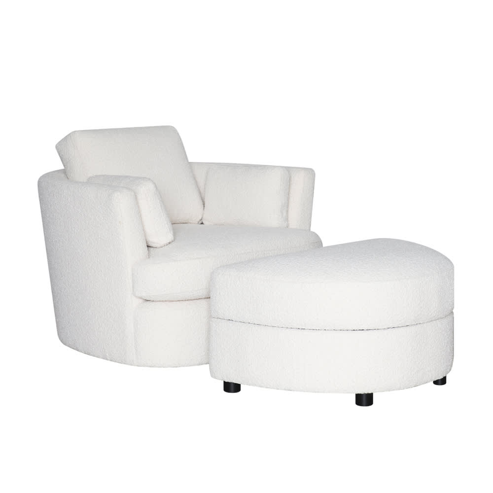 Lax Swivel Chair Boucle Ivory color Boucle Ivory