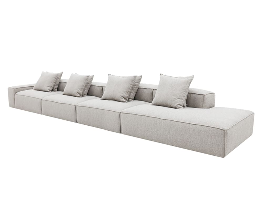 Riley Boucle Pumice Modular Sofa - 1x Arm, 3x Armless, 1x Right Terminal color Boucle Pumice