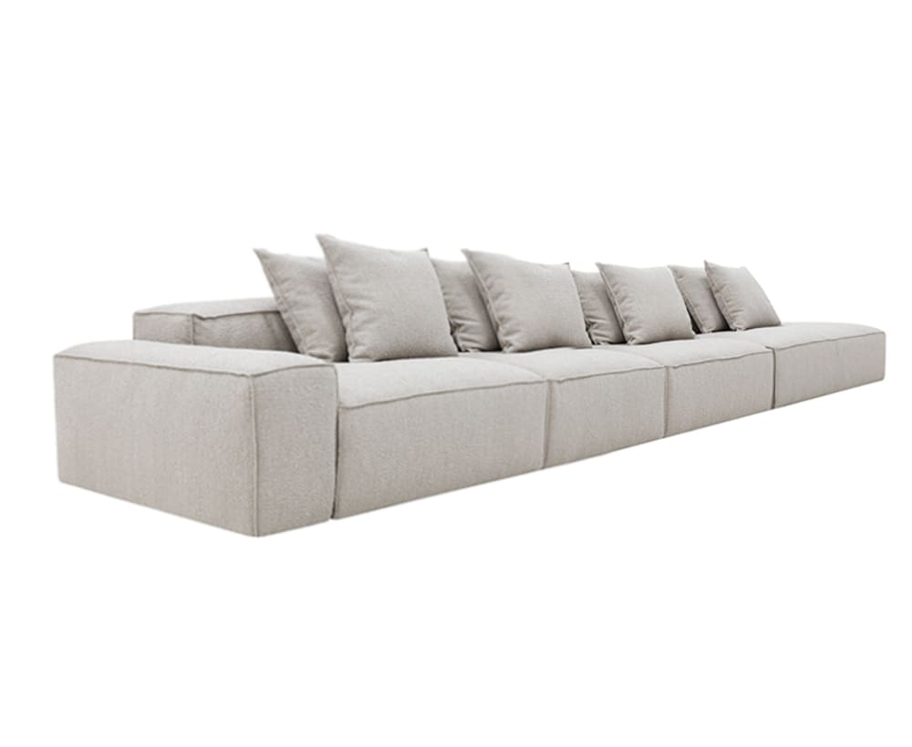Riley Boucle Pumice Modular Sofa - 1x Arm, 3x Armless, 1x Right Terminal color Boucle Pumice
