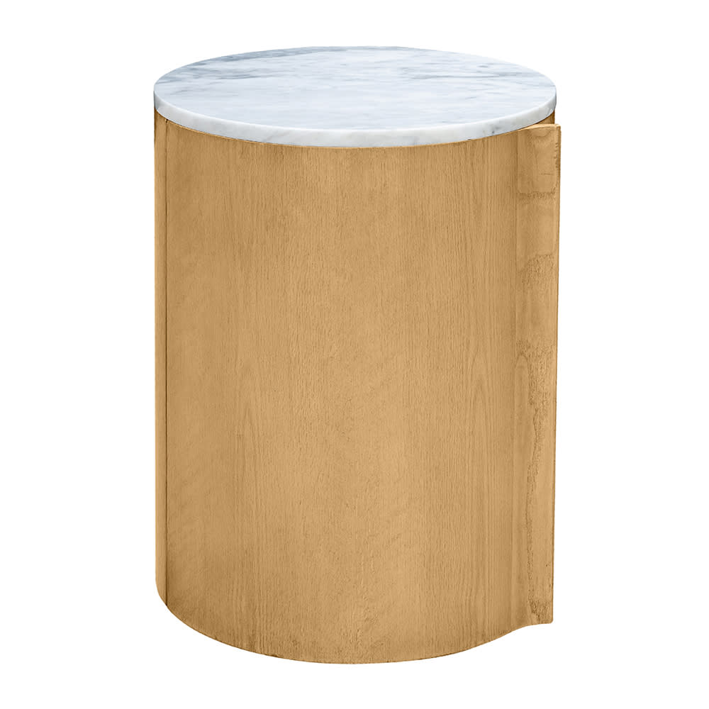 Curve Oak & Carrara Marble Bedside Table 