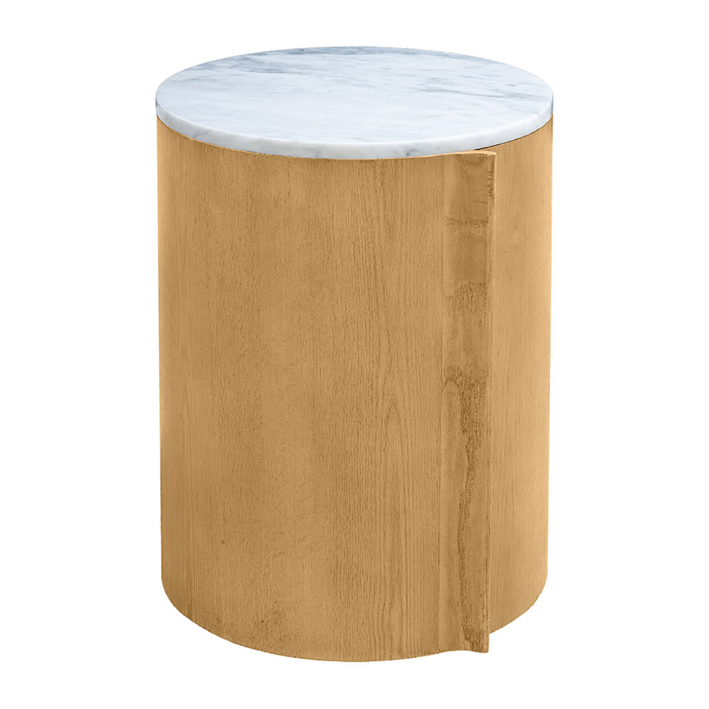 Curve Oak & Carrara Marble Bedside Table 