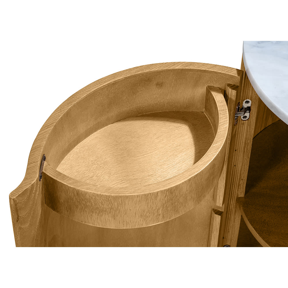 Curve Oak & Carrara Marble Bedside Table 