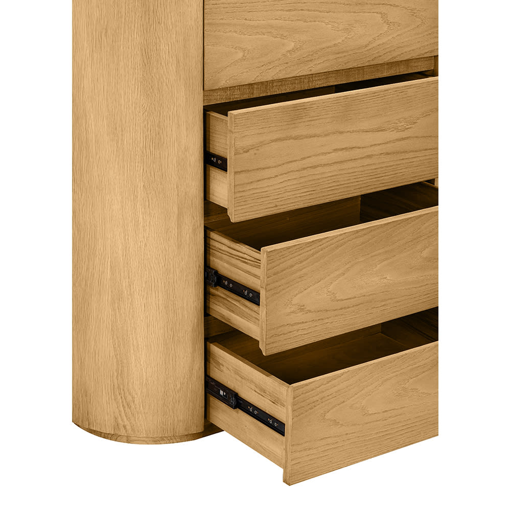 Curve Oak & Carrara Marble Tallboy - 5 Drawer 