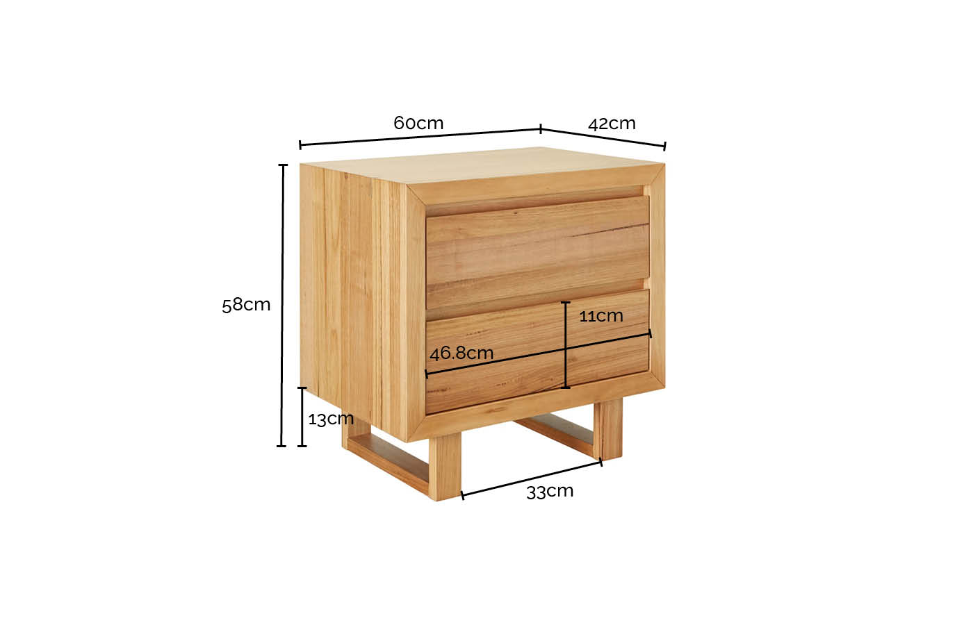 Clemence Bedside Table Blackwood - 2 Drawer color Blackwood
