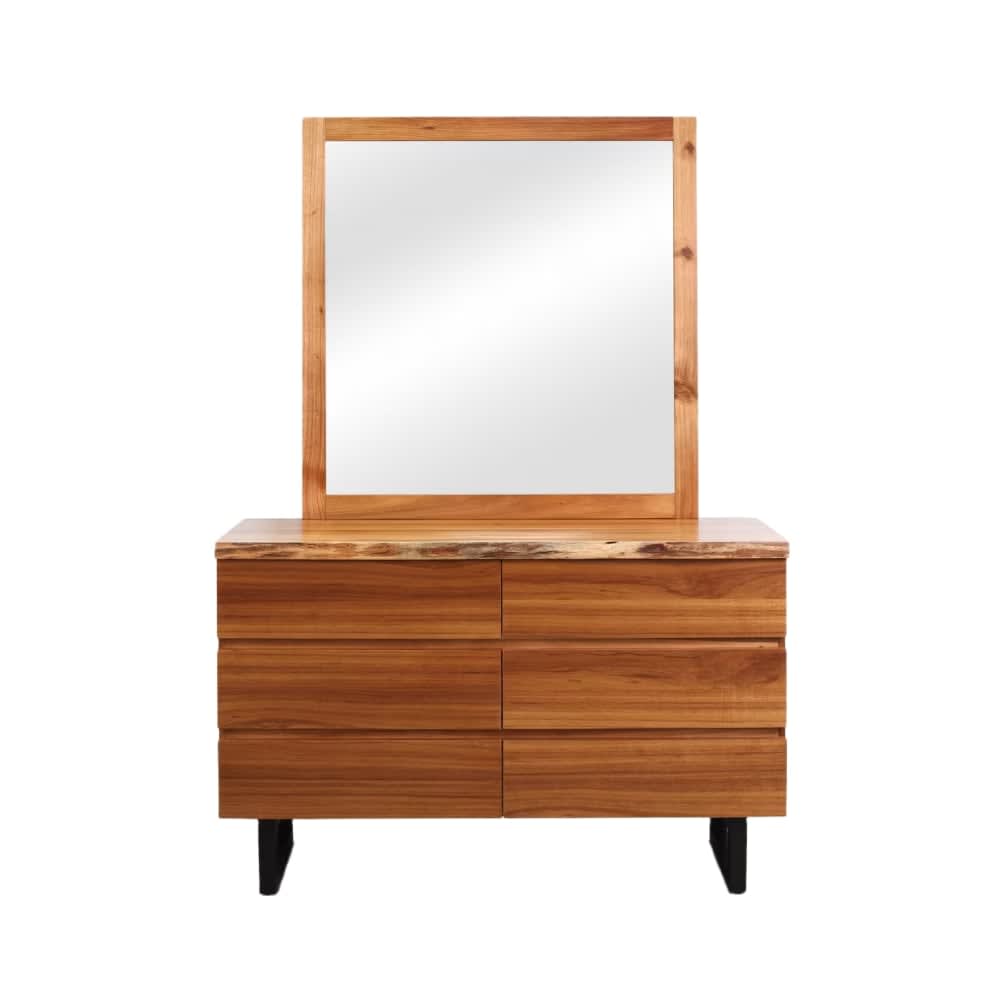 Croft Australian Blackwood Dresser With Mirror - 6 Drawer color Brown