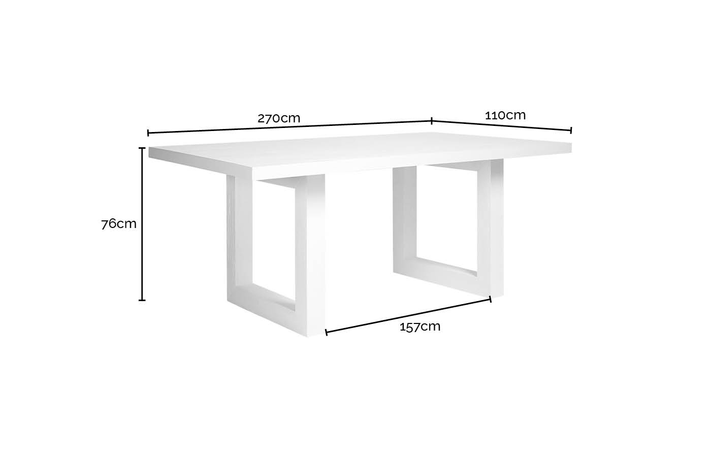 Balmain Dining Table White - 270cm color White