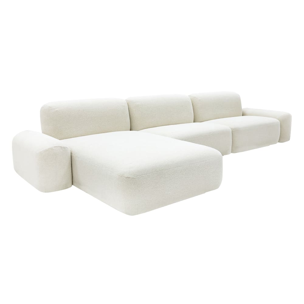 Beckett Noa Fog Chaise Sofa - 3 Seater color Noa Fog