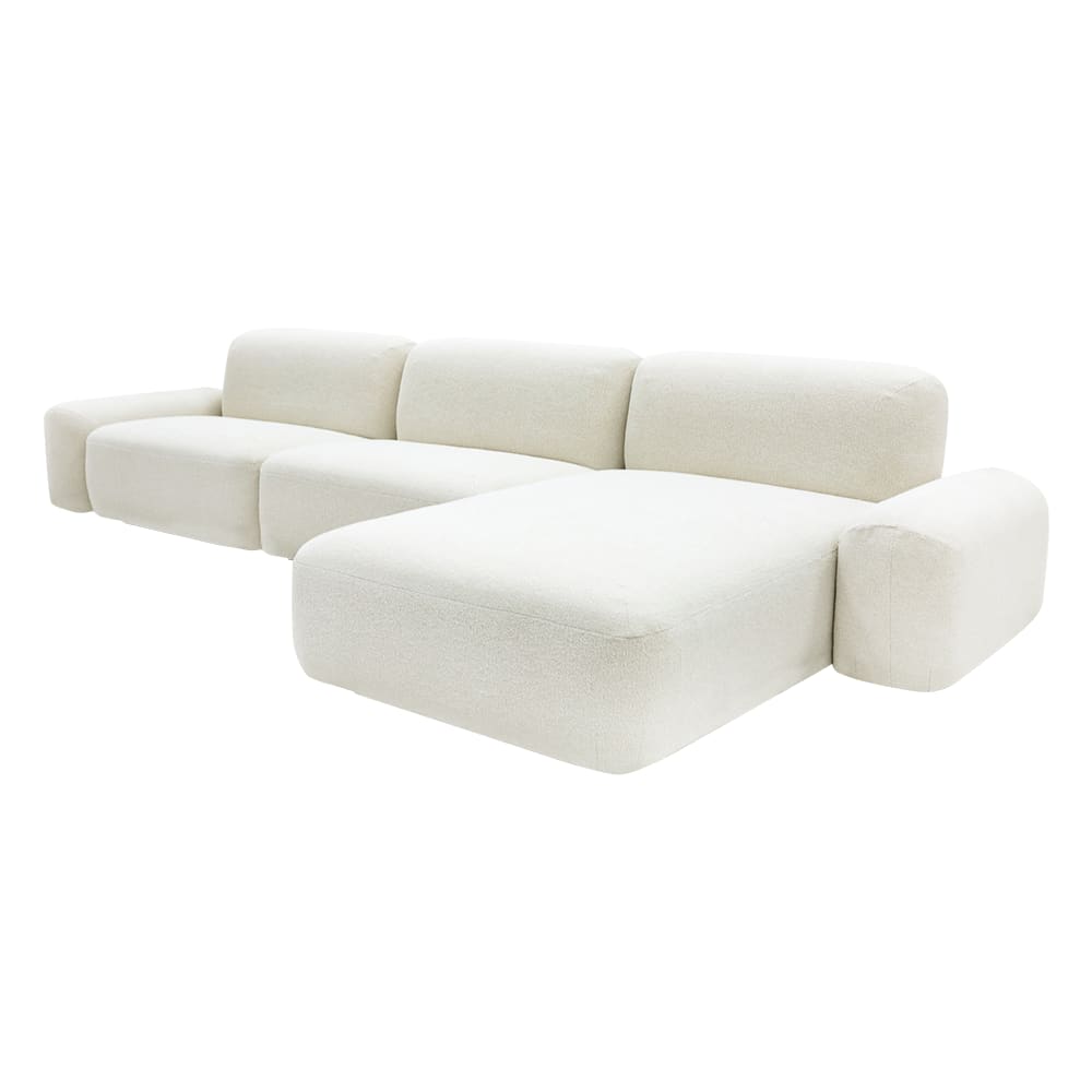 Beckett Noa Fog Chaise Sofa - 3 Seater color Noa Fog