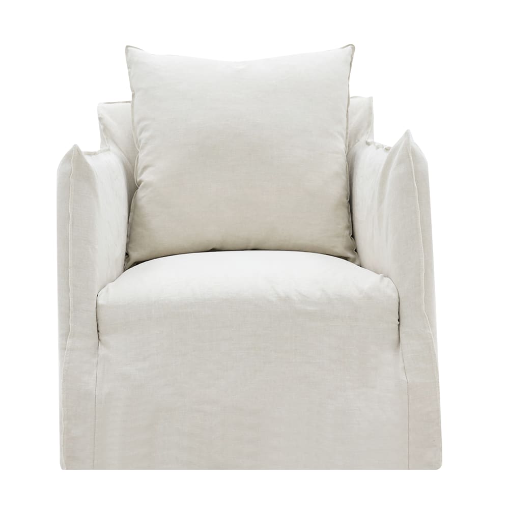 Como Linen Ecru Occasional Chair - 1 Seater color Linen Ecru