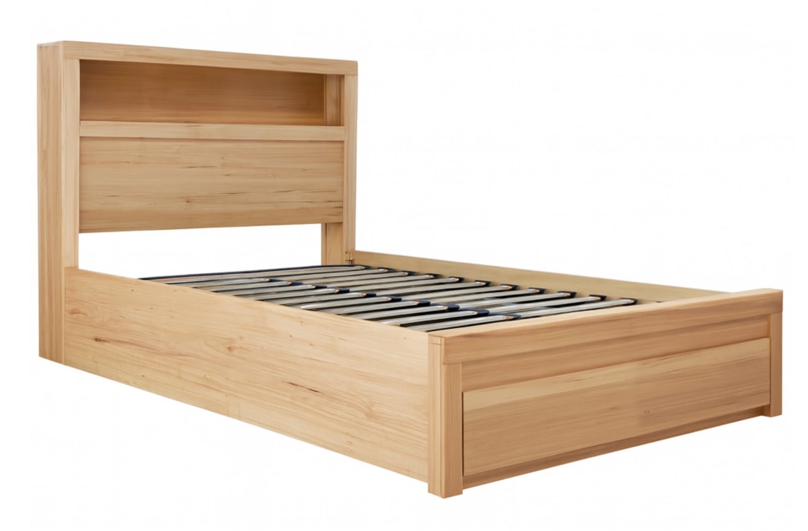 Clemence Kids Gas Lift Storage Bed & Drawers & Bookend with USB & LED color Natural