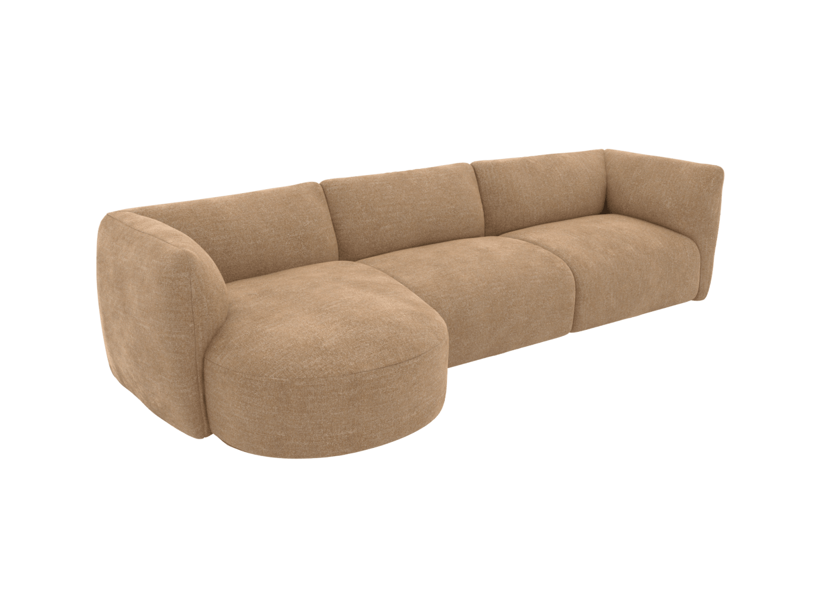 Dillon Avon Honey Round Chaise Sofa - 3 Seater color Avon Honey