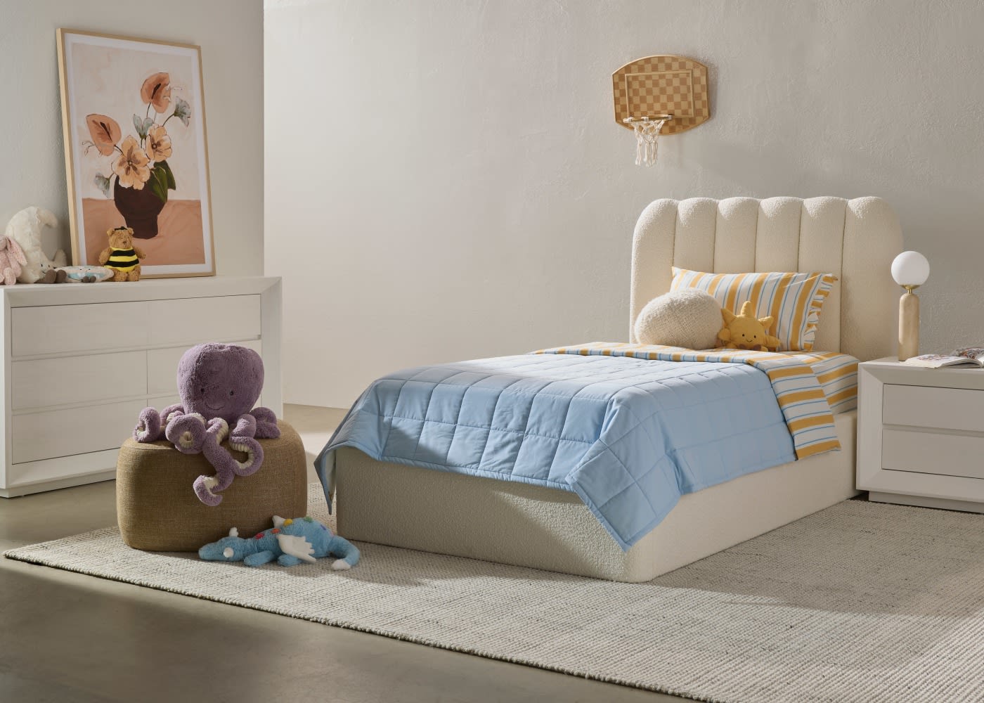 Maeve Gas Lift Bed Boucle Ivory Single color Ivory