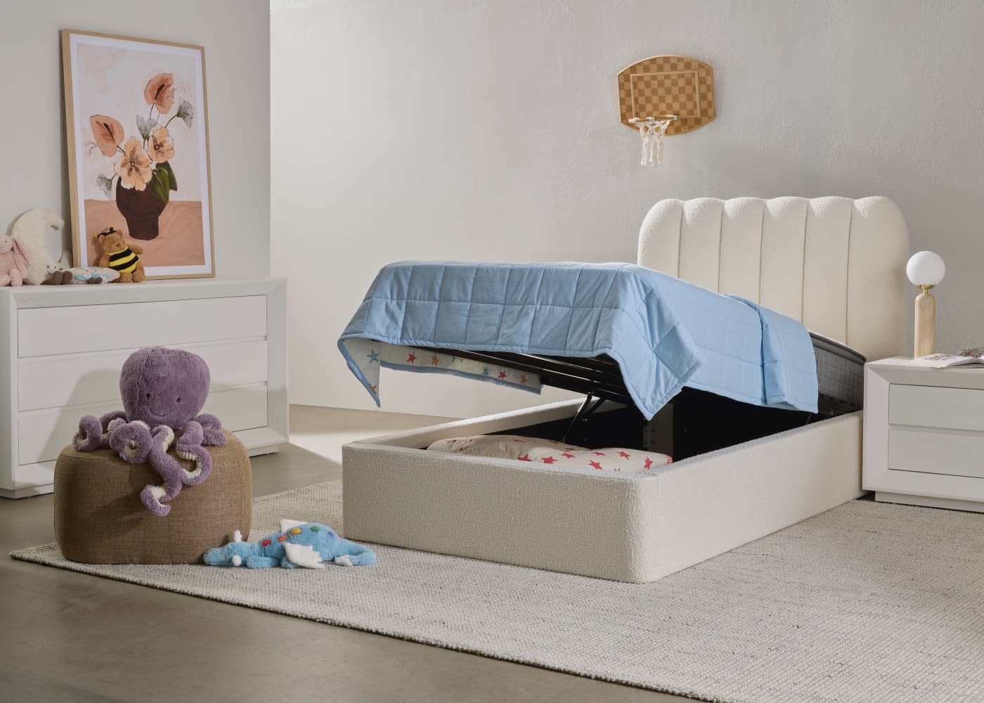 Maeve Gas Lift Bed Boucle Ivory Single color Ivory