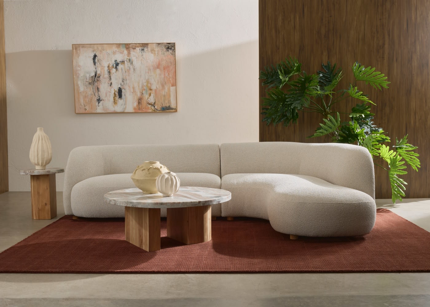 Alfred Toronto Marble & Acacia Wood Coffee Table - 104 cm color Natural