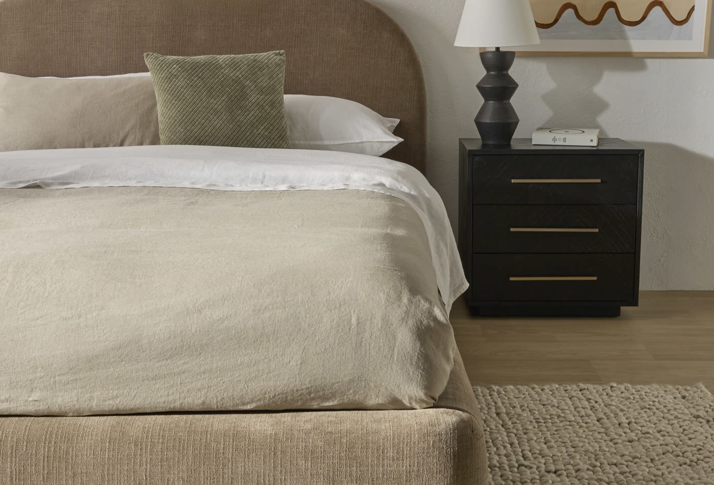 Livia Bedside Table - 3 Drawer color Black