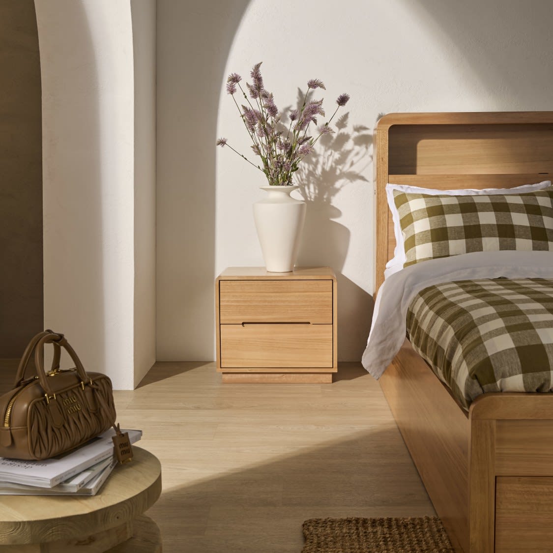 Chloe Bedside Table - 2 Drawer color Natural