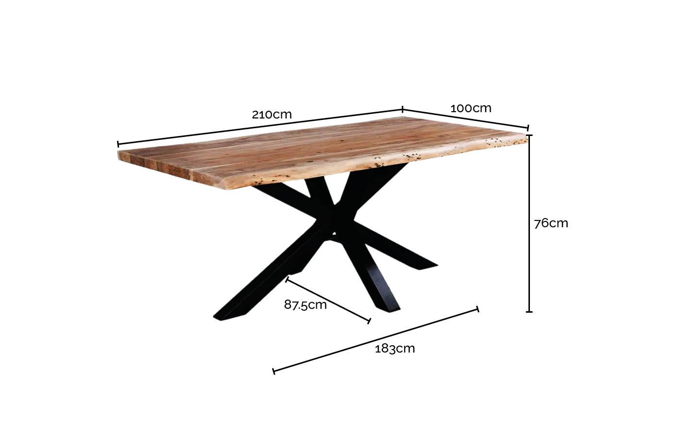 Madras Live Edge Solid Acacia Wood Dining Table color Natural