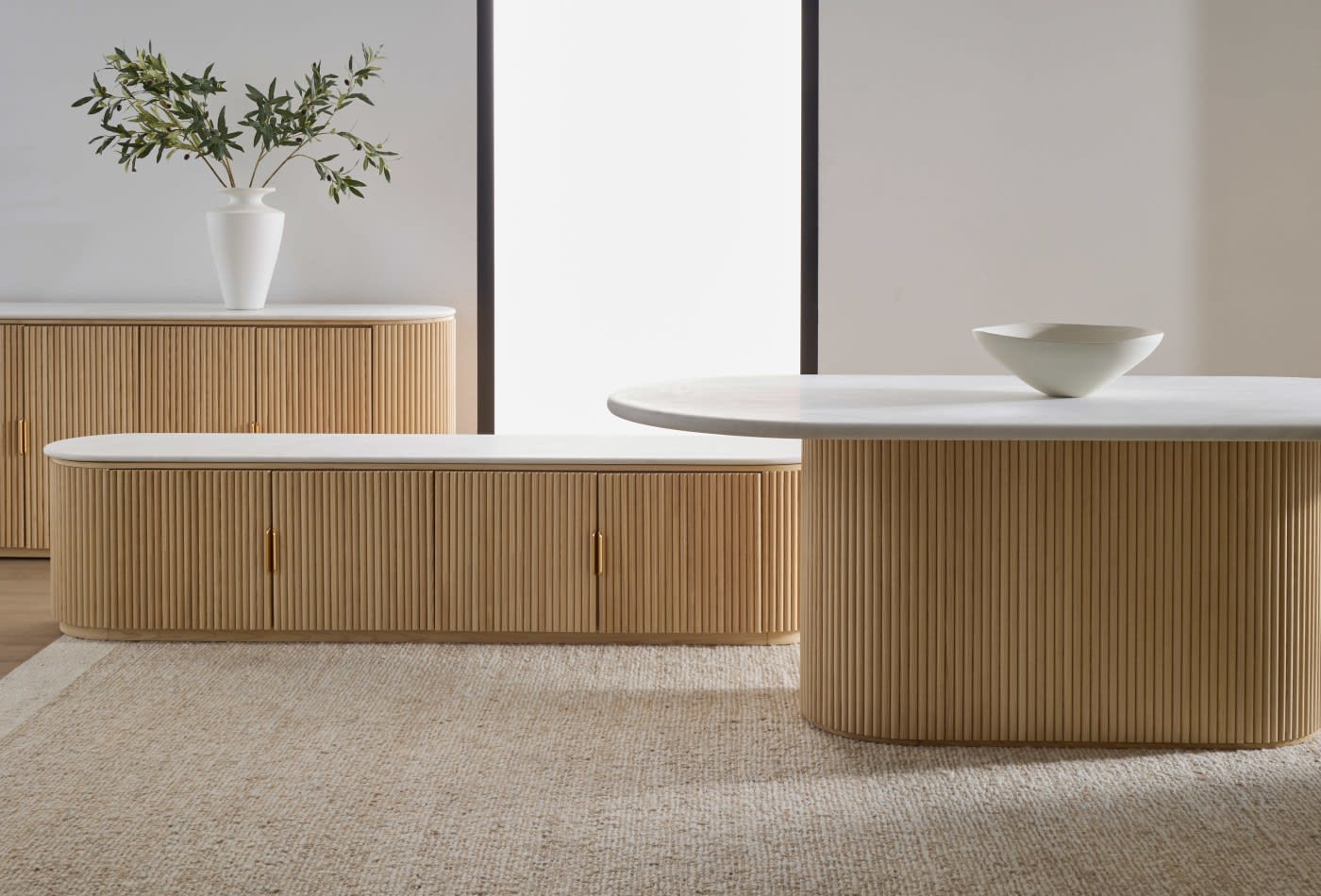 Ares Dining Table Natural & White Marble color Natural